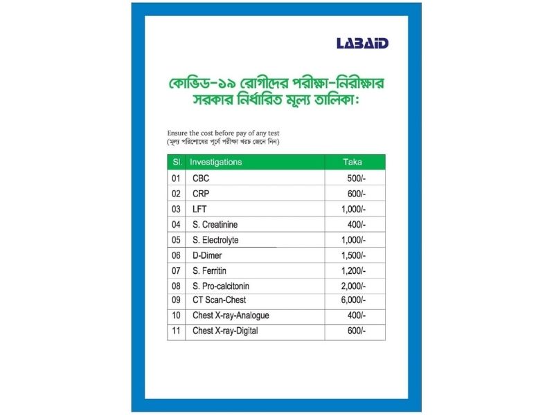 CBC Test Price Labaid_CBC Test Price In Bangladesh 