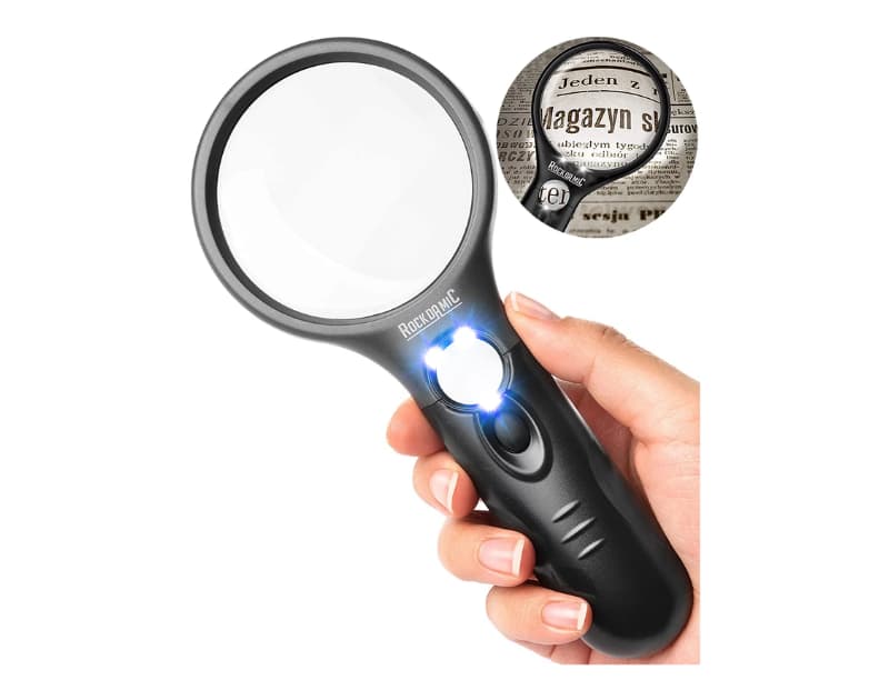 RockDaMic Professional Magnifying Glass with Light (3X 45x)